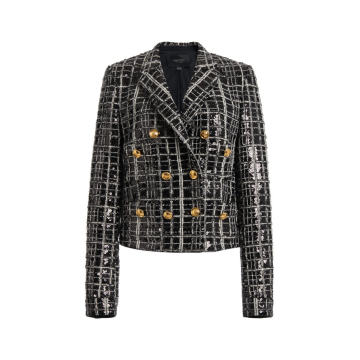 Double-Breasted Embroidered Sequin Jacket