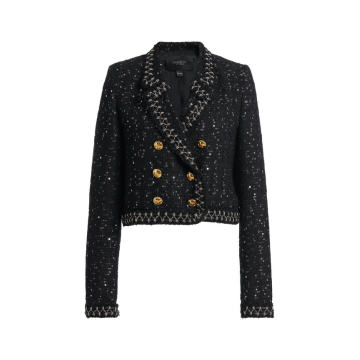 Double-Breasted Sequined Boucle Jacket