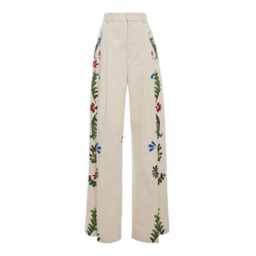 Printed Pleated Cotton Pants