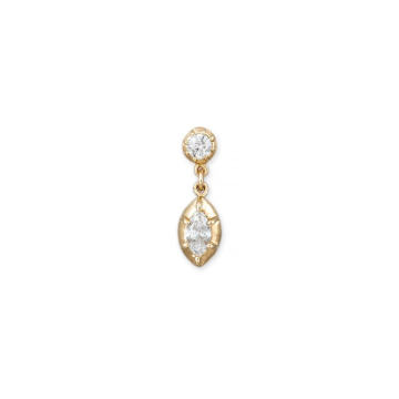 14k Gold Sophia Drop Single Stud Earring with Round and Marquise Diamonds