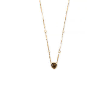 14k Gold Green Tourmaline Heart Necklace