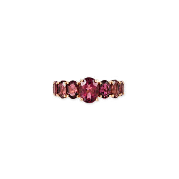 14k Rose Gold Gradulated Oval Eternity Ring with Pink and Purple Tourmaline