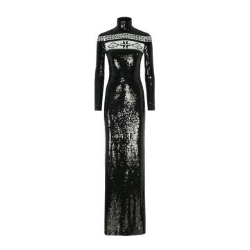 Sequin-Embellished Rosalia Silk Gown