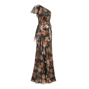 Anahita Asymmetric Silk-Blend Gown