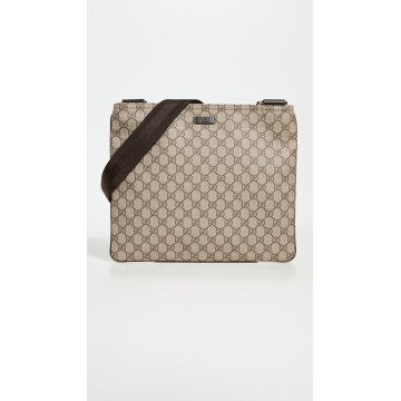 Gucci Brown Coated Canvas Flat Messenger Bag