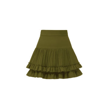 Pleated Cotton Poplin Mini Skirt