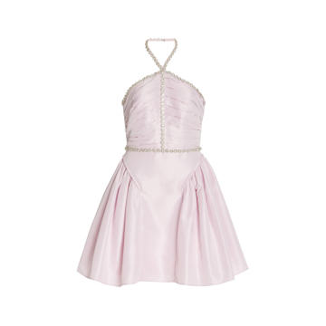Lilac Taffeta Diamante Trim Mini Dress
