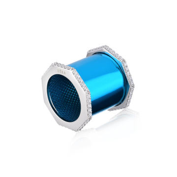 18k Gold Tubo Ring in Metallic Light Blue