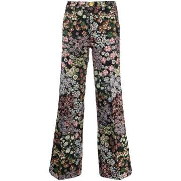 花卉刺绣直筒长裤
