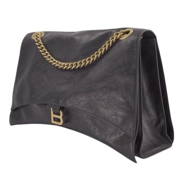 Crush large crackled-leather shoulder bag
