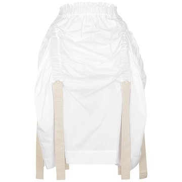 Ruched cotton-poplin skirt