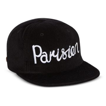 灯芯绒Parisien黑色棒球帽