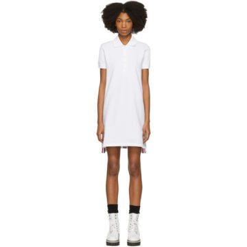 White Short Sleeve A-Line Polo Dress
