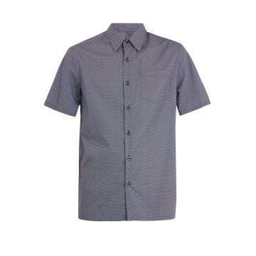 Short-sleeved geometric-print cotton shirt