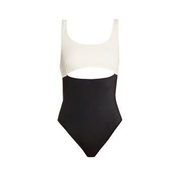 The Natasha contrast-panel cut-out swimsuit
