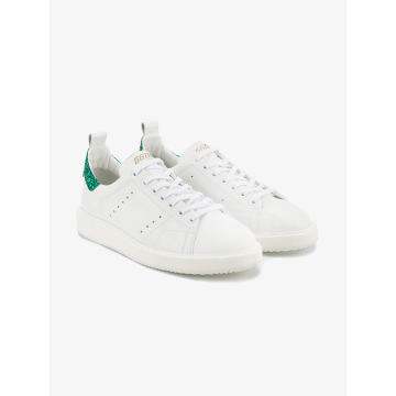White & Green Glitter Starter sneakers