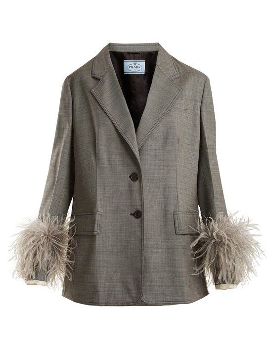 Feather-cuff tailored suit-jacket展示图