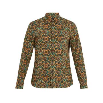 Single-cuff psychedelic-print cotton shirt