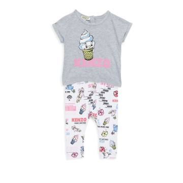 Baby's Two-Piece Tee and Printed Food Leggings Set