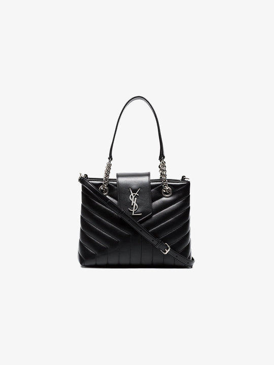 Black Loulou small quilted leather bag展示图