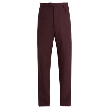 High-rise wool-blend twill trousers
