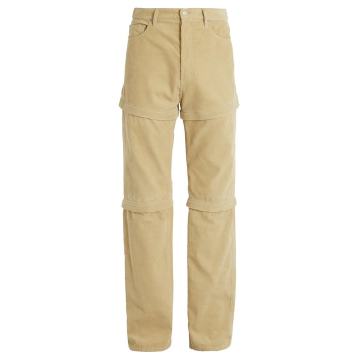 Detachable-panel cotton-corduroy trousers