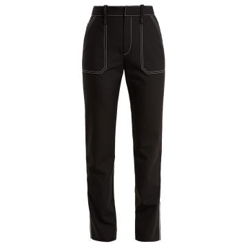 High-rise contrasting stitch-detailed trousers
