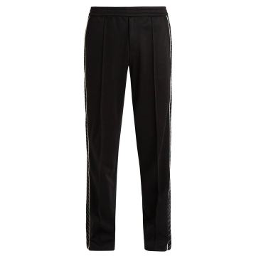 Embroidered side-stripe track pants