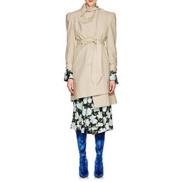 Ruched Cotton Belted Trench Coat
