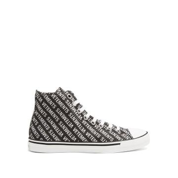 Logo-print high-top canvas trainers