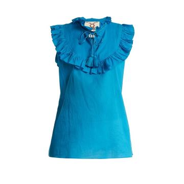 Lila ruffle-trimmed cotton top