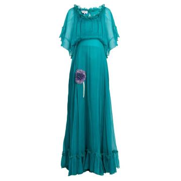 Bead-embellished silk-georgette dress