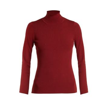 Roll-neck stretch-knit top