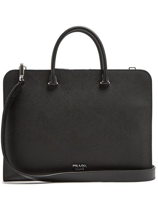 Slim saffiano-leather briefcase展示图