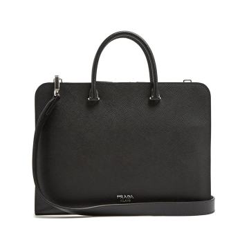Slim saffiano-leather briefcase