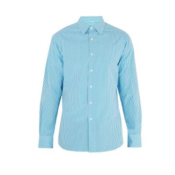 Single-cuff gingham cotton-poplin shirt