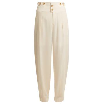 High-rise tapered-leg cady trousers