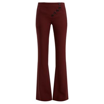 Mid-rise flared cady trousers