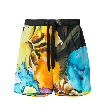 watercolour print shorts