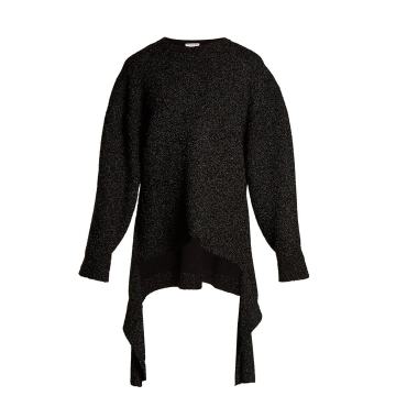 Extended-cuff long-line sweater
