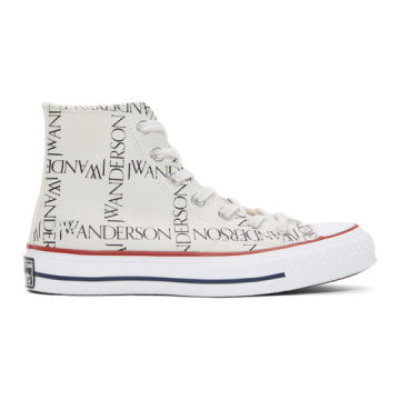 White Converse Edition All Over Logo Chuck Taylor All Star 70s Hi Sneakers