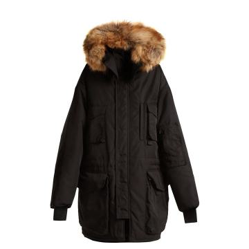 Bro fur-trimmed hooded double-layer canvas parka