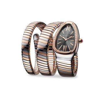 Serpenti Diamond, 18K Rose Gold &amp; Stainless Steel Double Tubogas Bracelet Watch