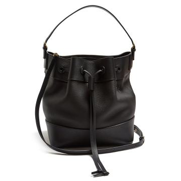 Midnight grained-leather bucket bag