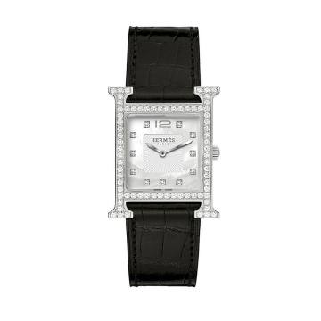 Heure H MM Diamond, Stainless Steel &amp; Alligator Strap Watch