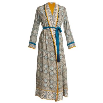 Maghreb-print silk-crepe robe