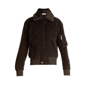 Shearling-collar cotton-corduroy jacket