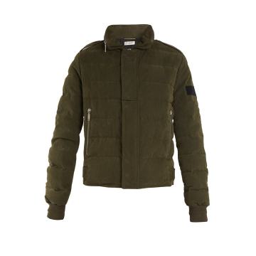 High-neck quilted cotton-blend jacket