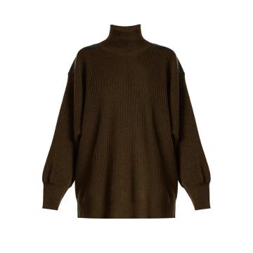Contrast-panel roll-neck wool sweater