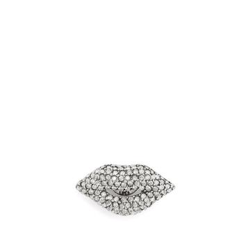 Lips crystal-embellished pin brooch